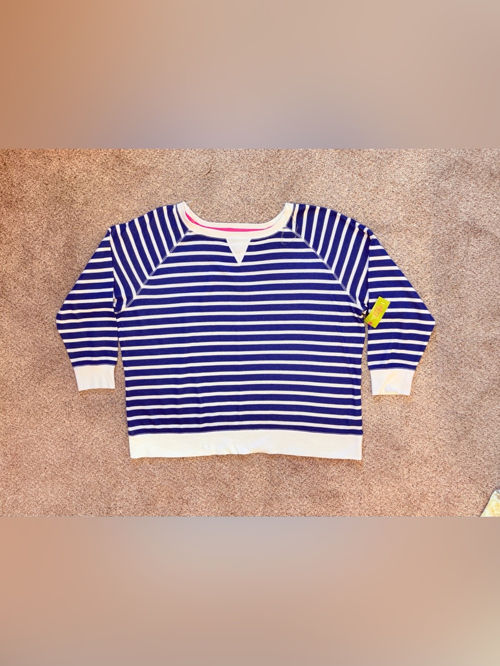 Made For Life Sweatshirt Sz 3X Royal Blue Striped Crew Neck Preppy Nautical NWT